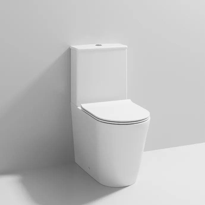 Aquarius Bathrooms Close Coupled Toilet Aquarius Metric Rimless Back to Wall Close Coupled Toilet with Soft Close Seat