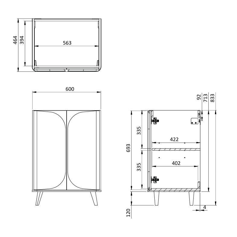 Crosswater Floor Standing Vanity Unit Crosswater Tambour 600mm Floor Standing Two Door Vanity Unit with Basin or Worktop