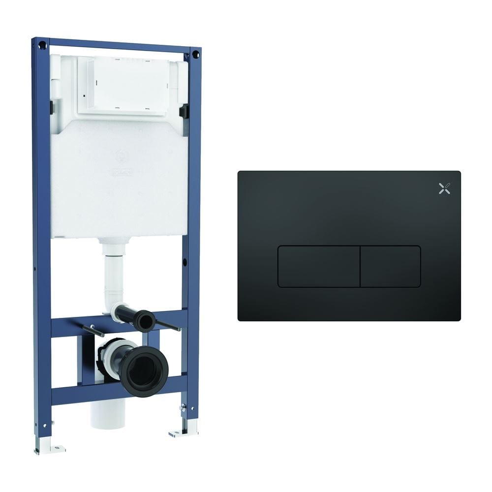 Crosswater Wall Hung WC Frame MPRO Plate in Matt Black Crosswater 1.12m Dual Flush WC Support Frame Set with Flush Plate