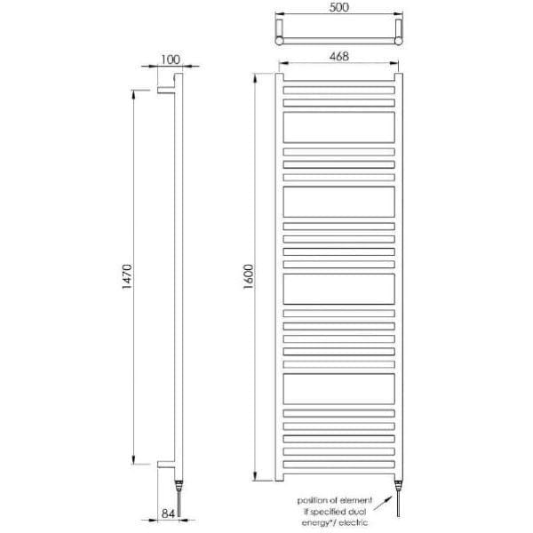 Vogue Ladder Rail Vogue Chube Straight Ladder Rail in Polished Stainless Steel