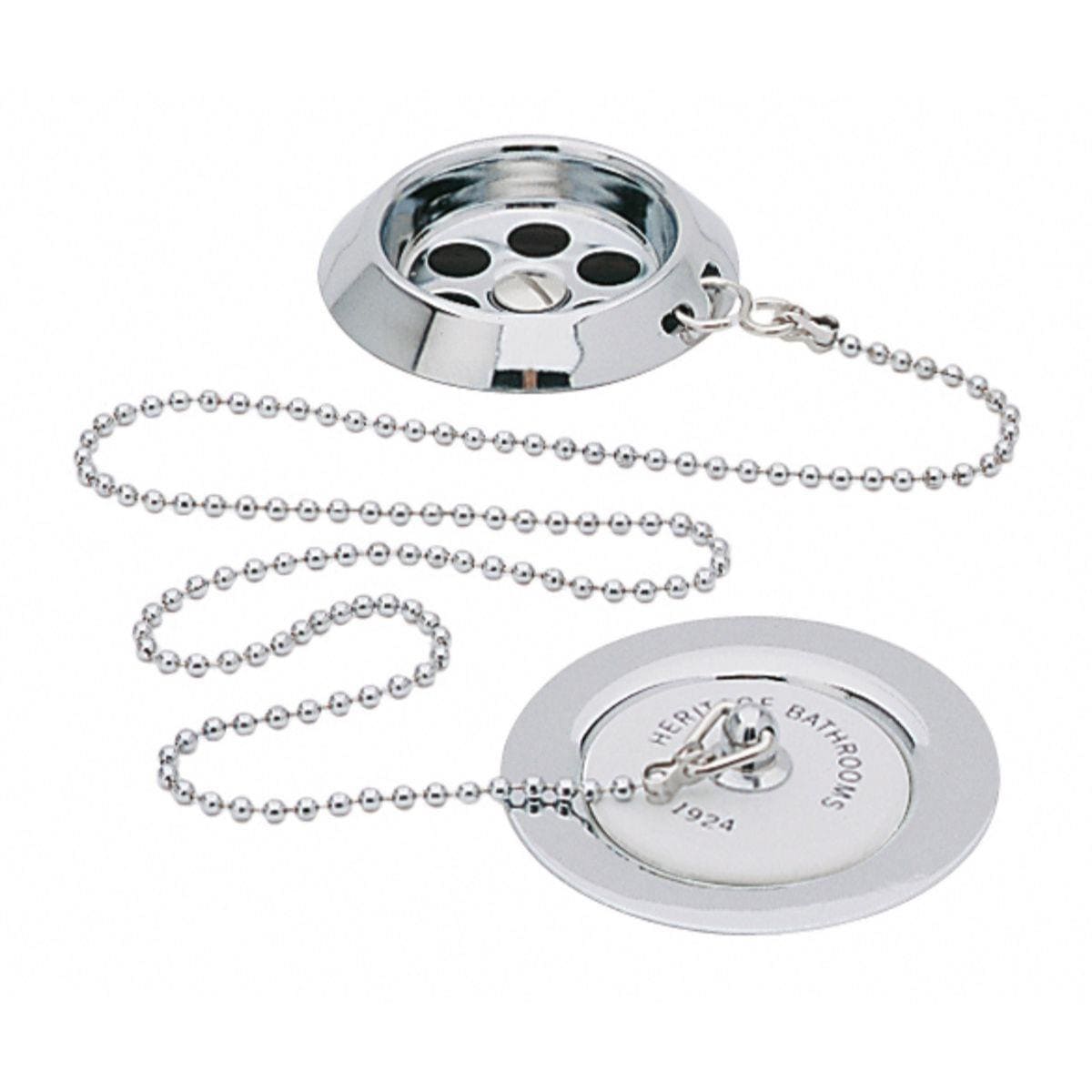 Heritage Bath Waste Chrome / Ornate Porcelain Plug Heritage Bath Waste with Stowaway Plug and Chain