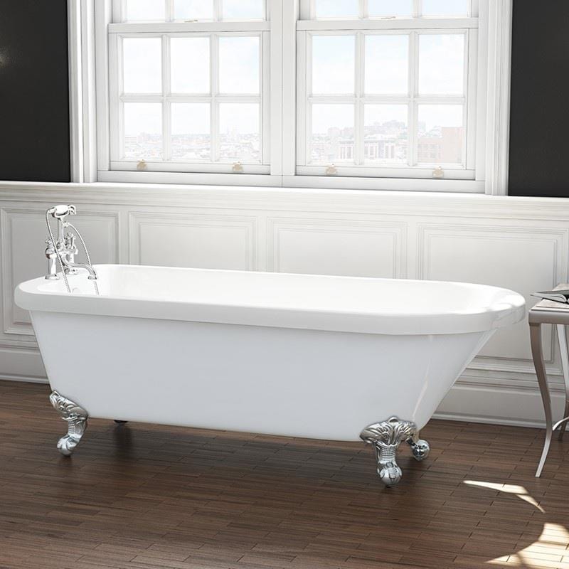 Aquarius Roll Top and Slipper Freestanding Bath Aquarius Cambridge Freestanding Bath with Chrome Lions Paw Feet - 1470 x 735mm