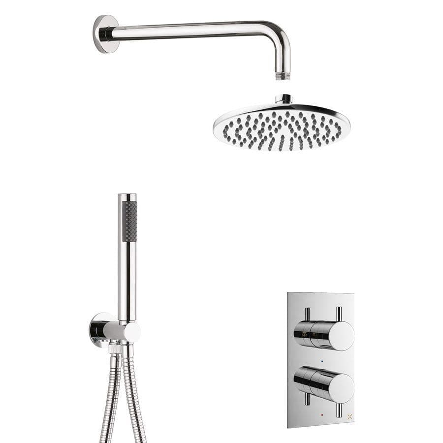 Crosswater Concealed Shower Set Chrome / 200mm Shower Head Crosswater MPRO 2 Outlet 2 Handle Thermostatic Shower Valve with Kit