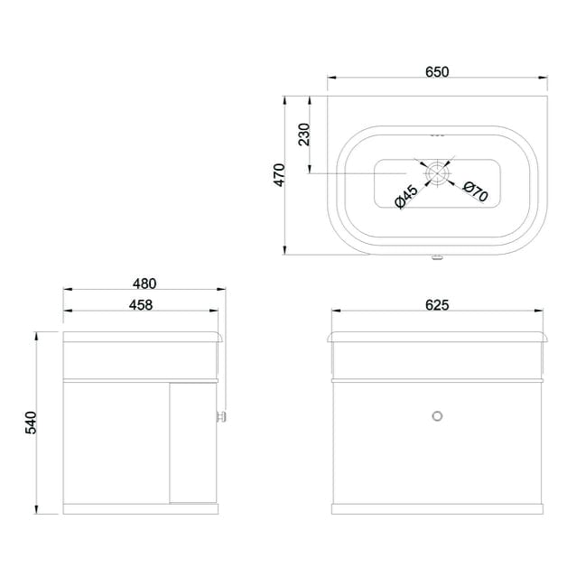 Burlington Wall Mounted Vanity Unit Burlington Chalfont 650mm Wall Mounted Single Drawer Vanity Unit with Basin