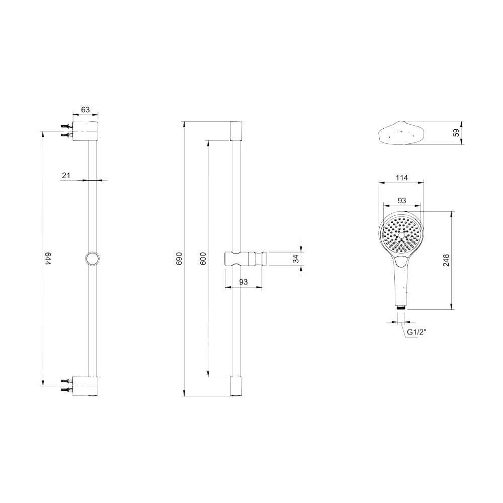 UK Bathroom Store Concealed Shower Set Villeroy & Boch Concealed Complete Shower Set 2 Outlet with Slide Rail Kit