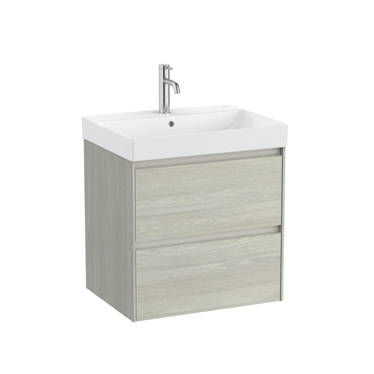 Roca Wall Mounted Vanity Unit White Oak Roca Ona 600mm Wall Mounted Two Drawer Vanity Unit with Basin