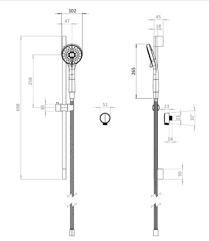 Britton Shower Riser Rail Britton Hoxton 2.0 Shower Set with Slide Rail and Outlet Elbow
