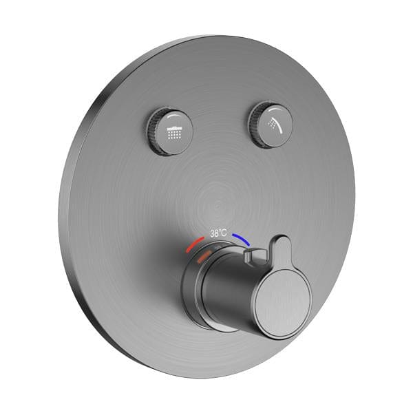 Flova Concealed Shower Valve Gun Metal Flova Moonlight Round 2 Outlet GoClick Finishing Set