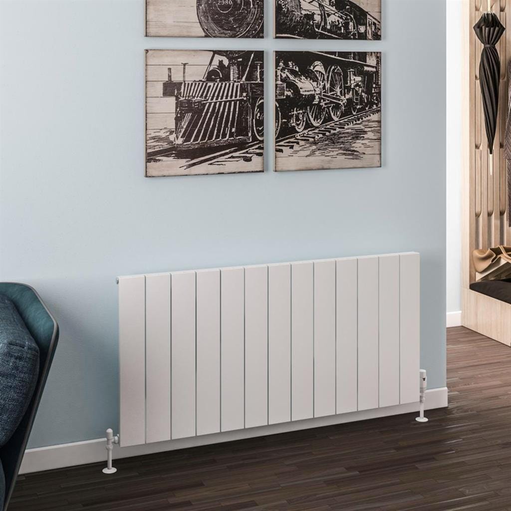 Eastbrook Panel Radiator 600 x 1230 / Electric Only Eastbrook Rosano Straight Horizontal Aluminium Radiator in Matt White