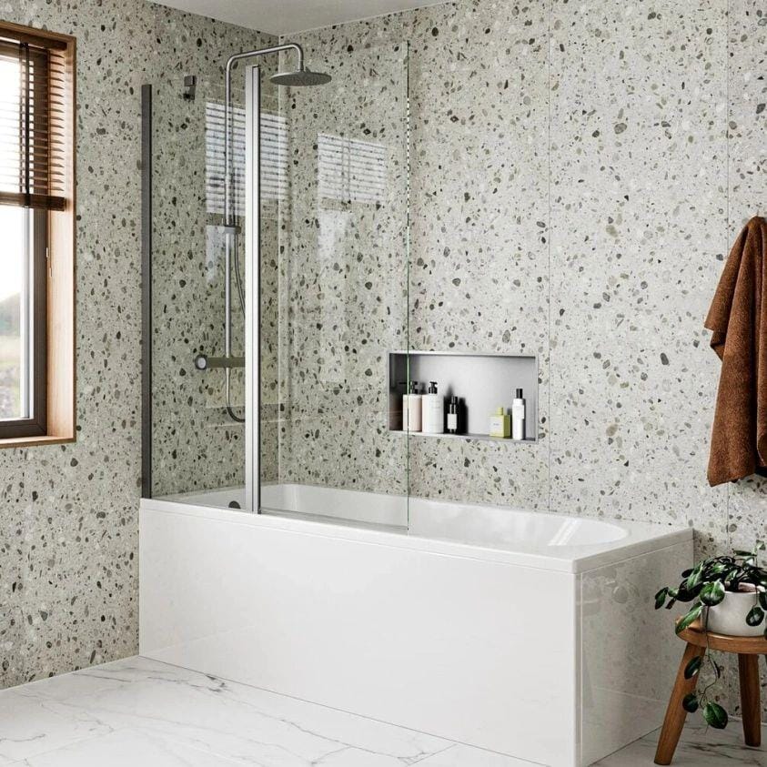 Crosswater Bath Screen Slate Crosswater Clear 6 Double Panel Hinged Bath Screen