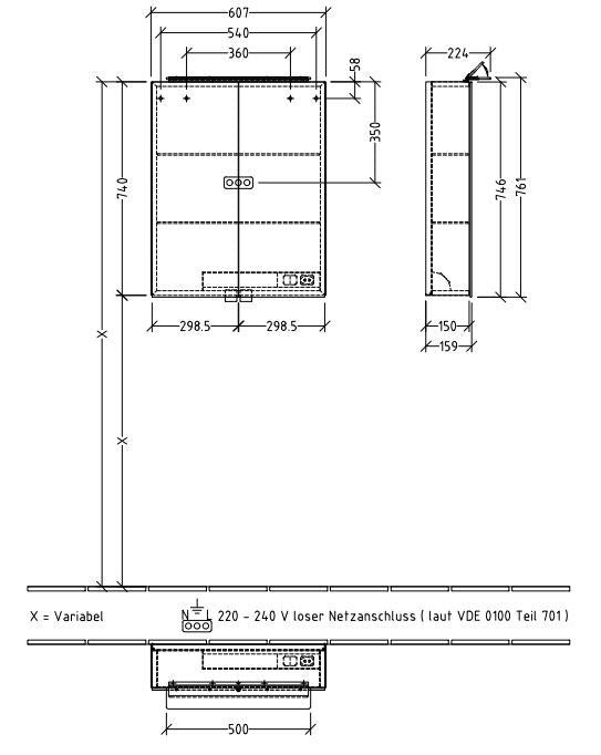 Villeroy & Boch Mirrored Cabinet Villeroy & Boch My View One 2 Door LED Mirror Cabinet