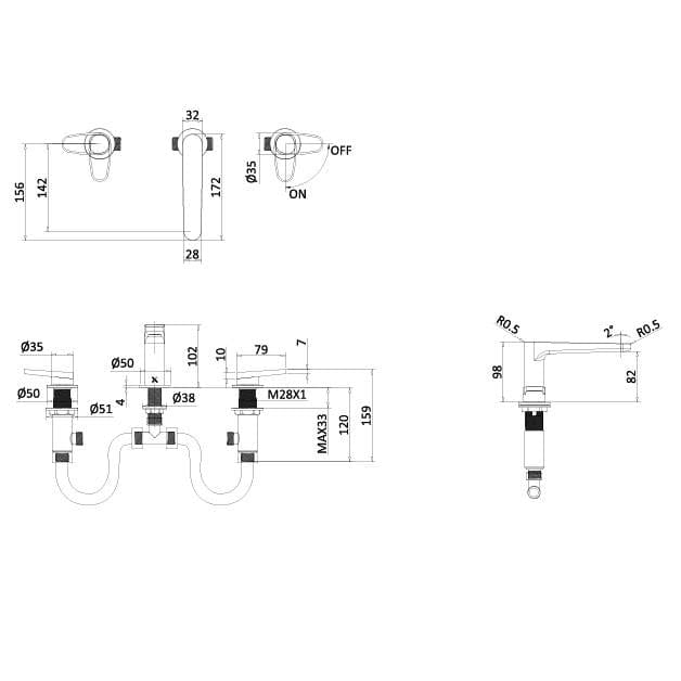Crosswater 3 Tap Hole Basin Set Crosswater Lazo 3 Hole Basin Mixer Tap