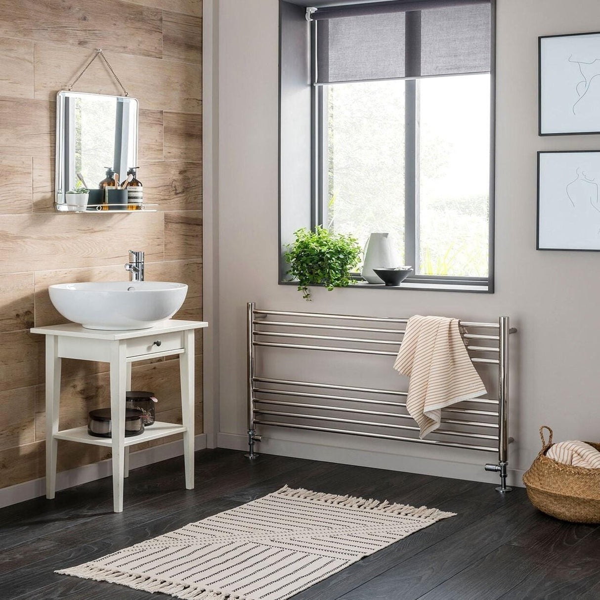 Vogue Ladder Rail 800 x 1000 / Central Heating Vogue Pearl Straight Ladder Towel Rail in Polished Stainless Steel
