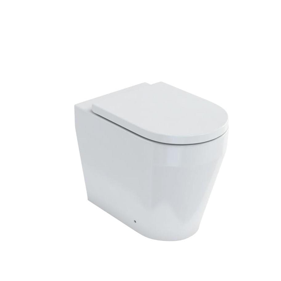 Britton Back To Wall Toilet Britton Stadium Back To Wall Toilet with Soft Close Seat in Gloss White