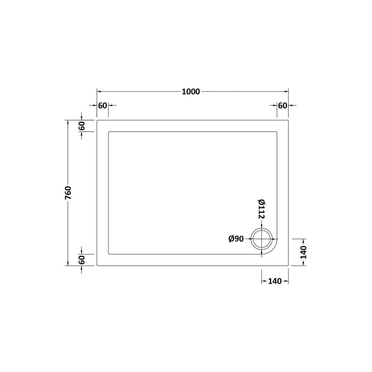 Aquarius Bathrooms Rectangle Shower Tray 1000x760mm Aquarius Urbano Rectangular 45mm Stone Resin Shower Tray in Slate Grey
