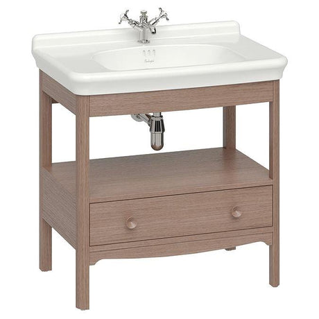 Burlington Floor Standing Vanity Unit Dark Oak / 3 Hole Burlington Guild Floor Standing 850mm Vanity Unit with Basin
