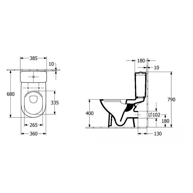 Villeroy & Boch O.novo Combi-Pack Close Coupled Open Back Toilet with Soft Close Seat