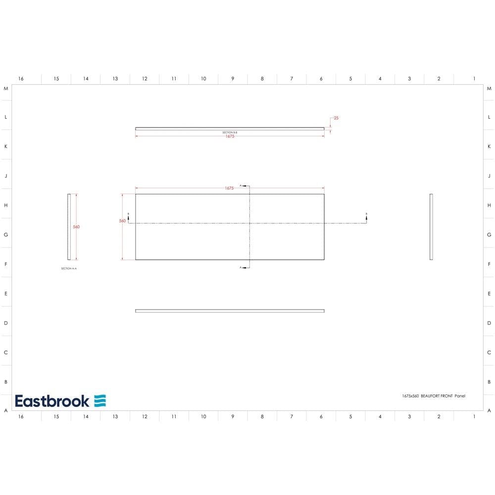 Eastbrook Bath Panel 1675mm / 5mm Acrylic Eastbrook Flat Front Bath Panel