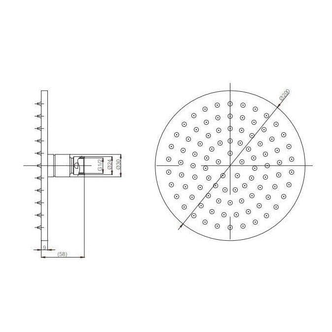 Crosswater Fixed Shower Head Crosswater MPRO 200mm Round Fixed Shower Head