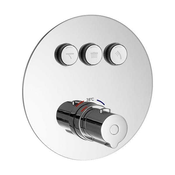 Flova Concealed Shower Valve Flova Allore 3 Outlet GoClick Finishing Set in Diamond Chrome