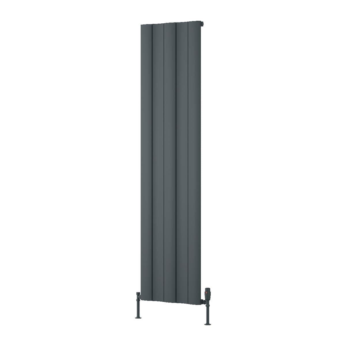 Reina Panel Radiator 1800 x 470mm / Anthracite Reina Gio Aluminium Vertical Single Panel Central Heating Radiator