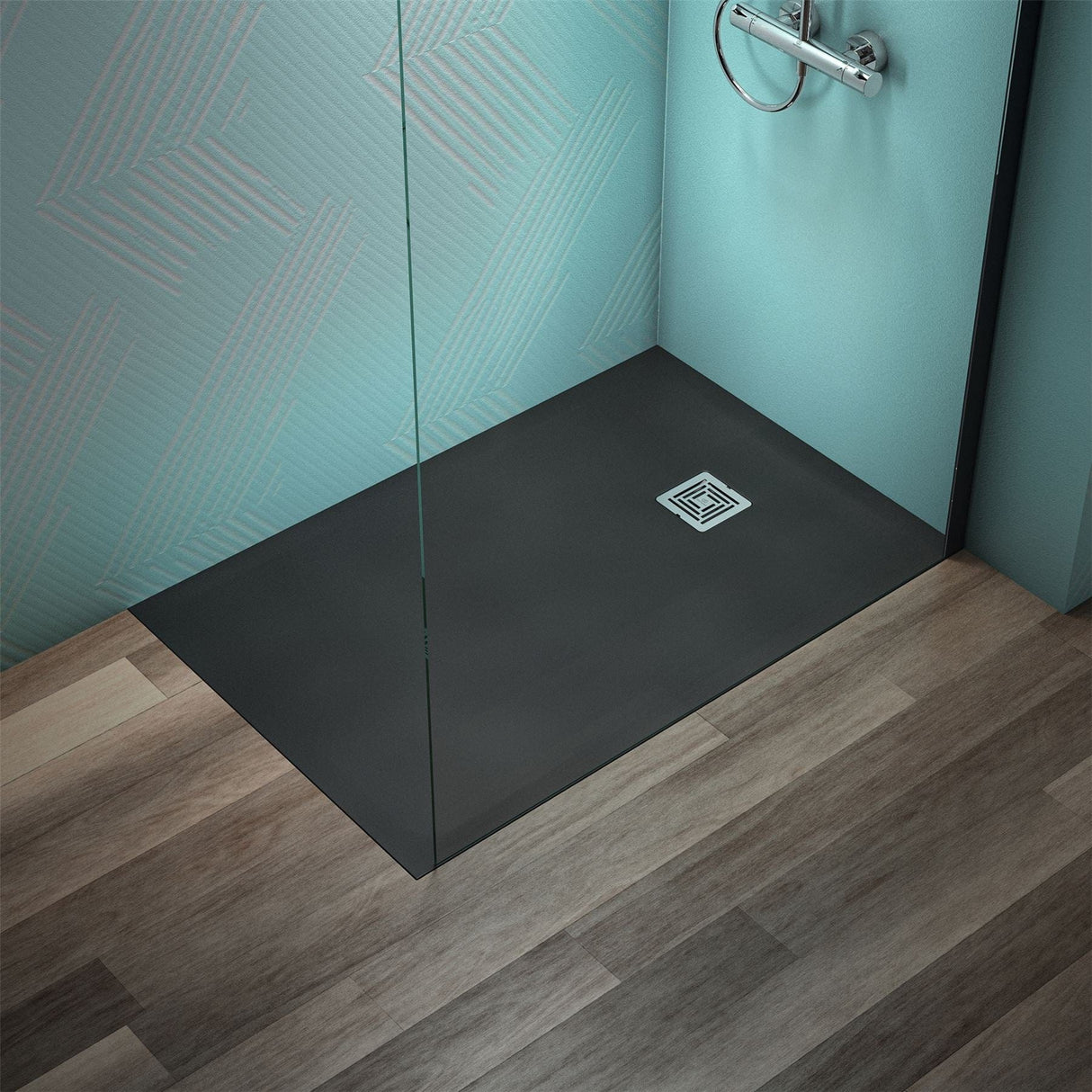 Ideal Standard Rectangle Shower Tray Jet Black / 1200 x 800mm Ideal Standard Ultra Flat S+ Shower Tray 30mm including Waste