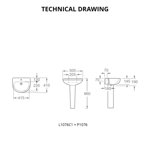Imex Pedestal Basin Imex Ivo 500mm Basin