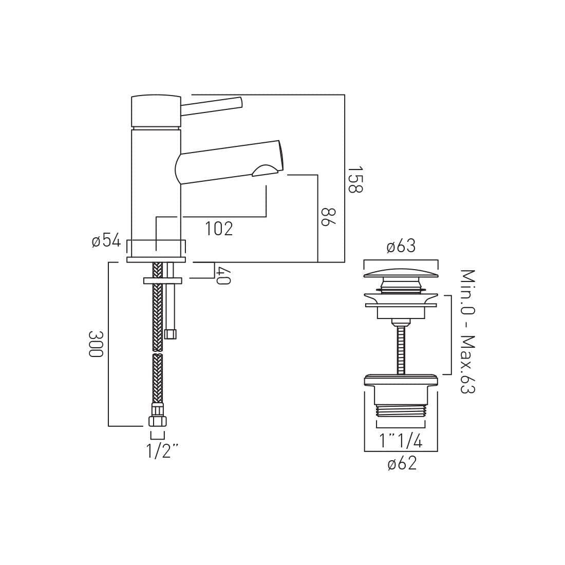 VADO Mono Basin Tap Vado Zoo Mono Basin Mixer Tap with Universal Waste in Chrome