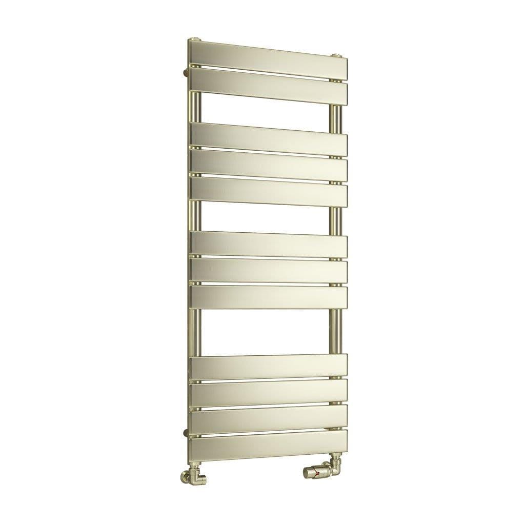 Eastbrook Designer Towel Radiator 1200 x 500 / Central Heating Eastbrook Staverton Tube On Tube Straight Radiator in Brushed Brass