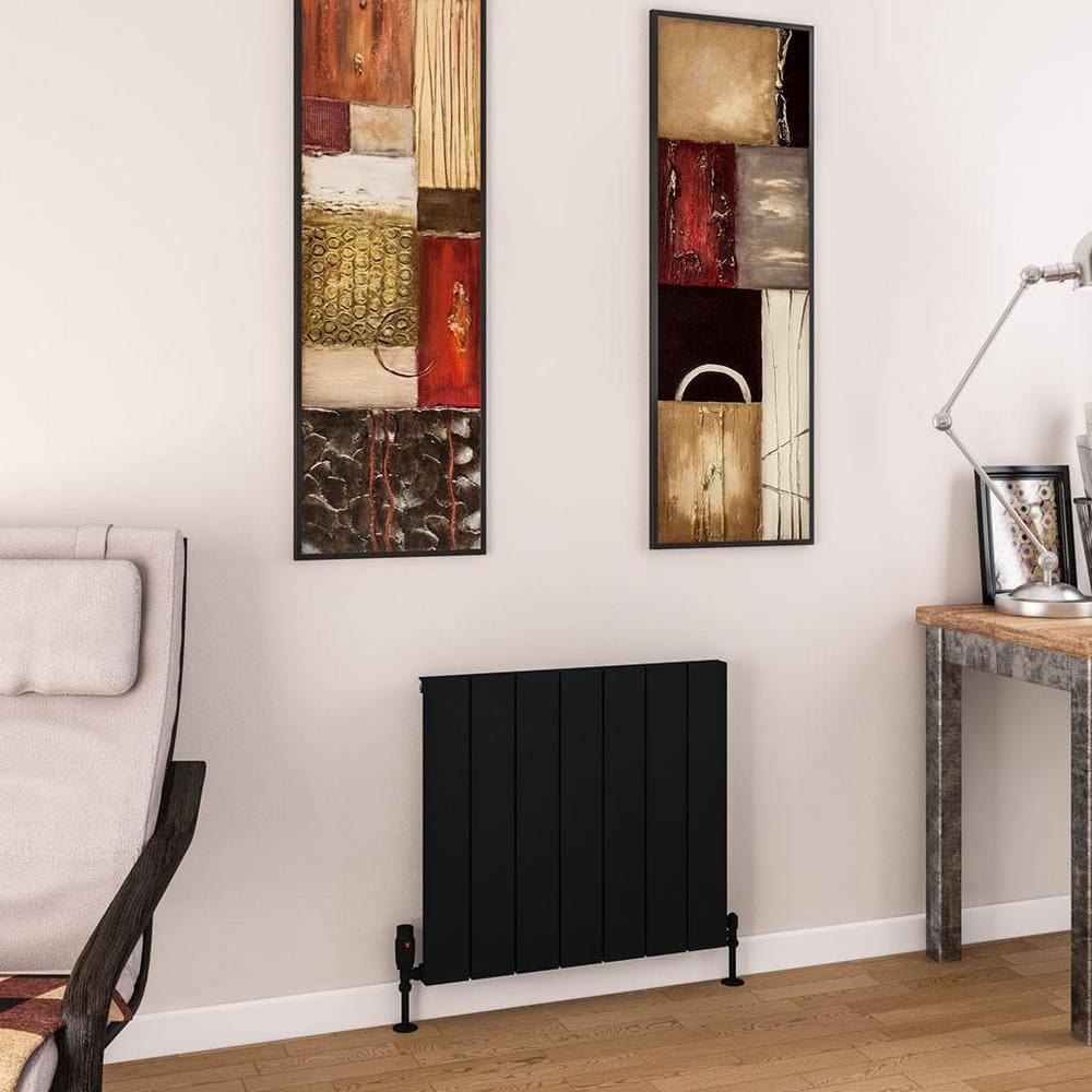 Eastbrook Panel Radiator 600 x 660 / Central Heating Eastbrook Charlton Horizontal Aluminium Designer Radiator in Matt Black