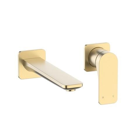 Crosswater Wall Mounted Basin Tap Brushed Brass Crosswater Fuse 2 Hole Wall Mounted Basin Mixer Tap