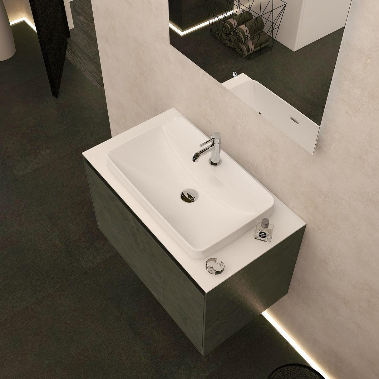 Imex Wall Mounted Vanity Unit Imex Arco Wall Hung 800mm Single Drawer Vanity Unit with Worktop and Inset Basin