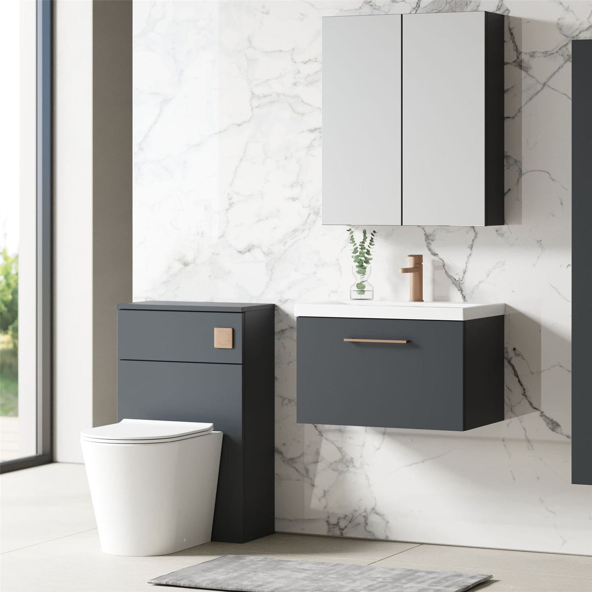 Aquarius Bathrooms Wall Mounted Vanity Unit Aquarius Brisbane 600mm Wall Hung 1 Drawer Vanity Unit with 1 Tap Hole Mid Edge Basin