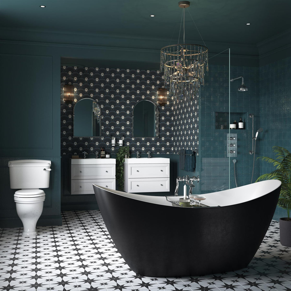 Heritage Modern Freestanding Bath Heritage Osterley Freestanding Acrylic Double Ended Bath -1735 x 730mm - in Matt Black Effect