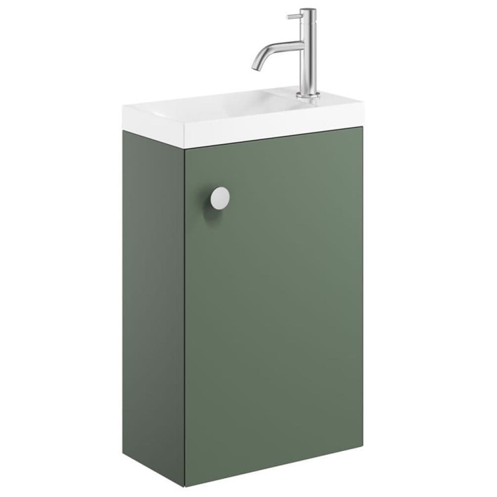 Crosswater Cloakroom Vanity Unit Sage Green Crosswater Alo Cloakroom Single Door Wall Mounted 400 x 220mm Vanity Unit with Basin