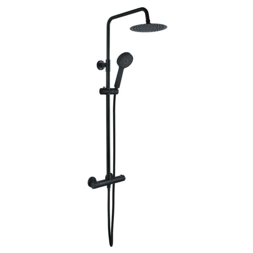 Aquarius Bathrooms Exposed Shower Set Aquarius Exposed Thermostatic Bar Shower Overhead and Handheld Shower in Matt Black