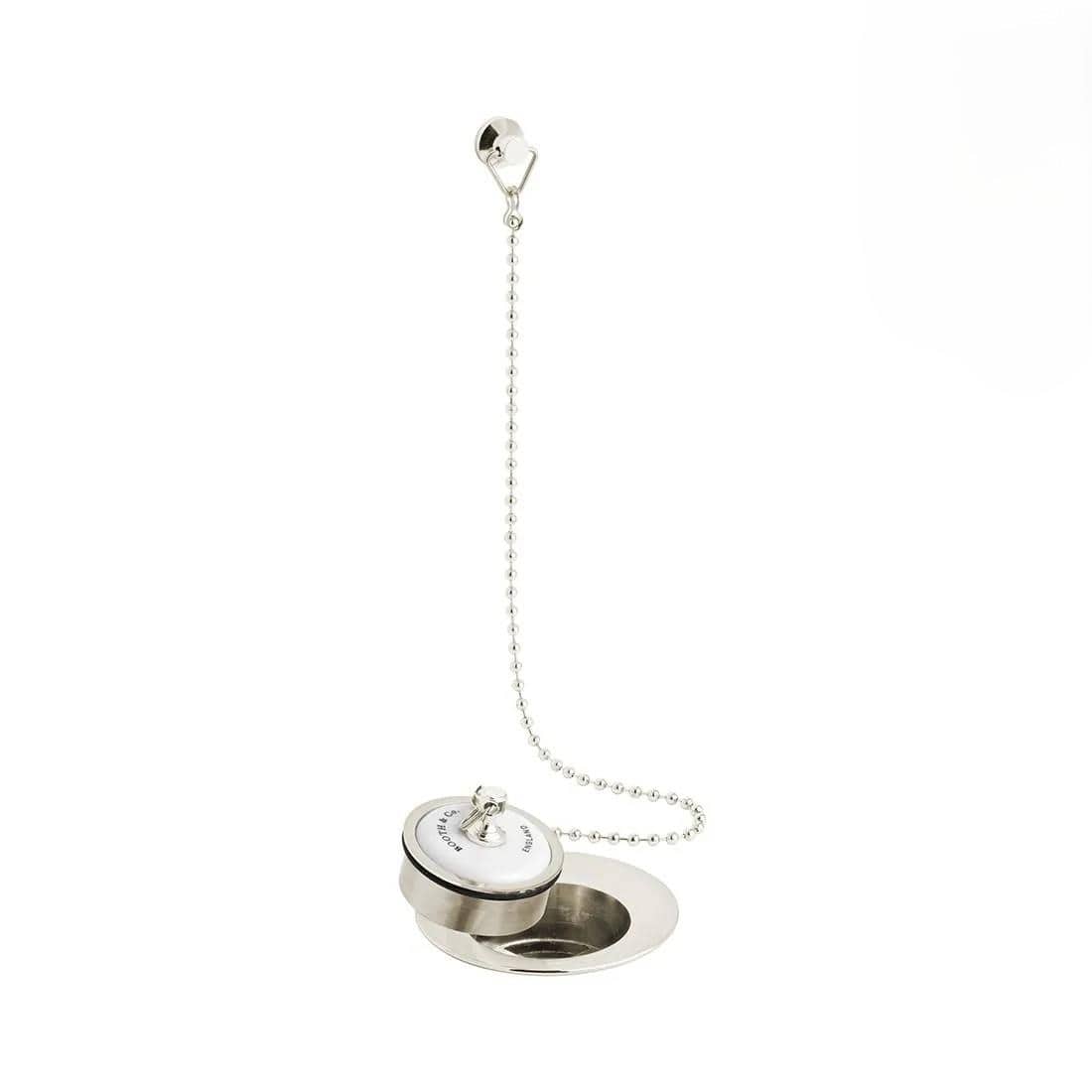 Vado Basin Waste Brushed Nickel Booth & Co. Axbridge Ceramic Plug and Chain Basin Waste