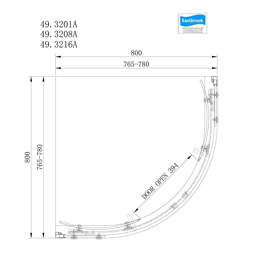 Eastbrook Corniche 2000 8mm Quadrant Shower Enclosure