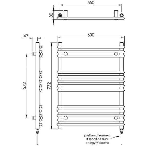 Vogue Designer Towel Radiator Vogue Tune Straight Designer Towel Radiator in Chrome