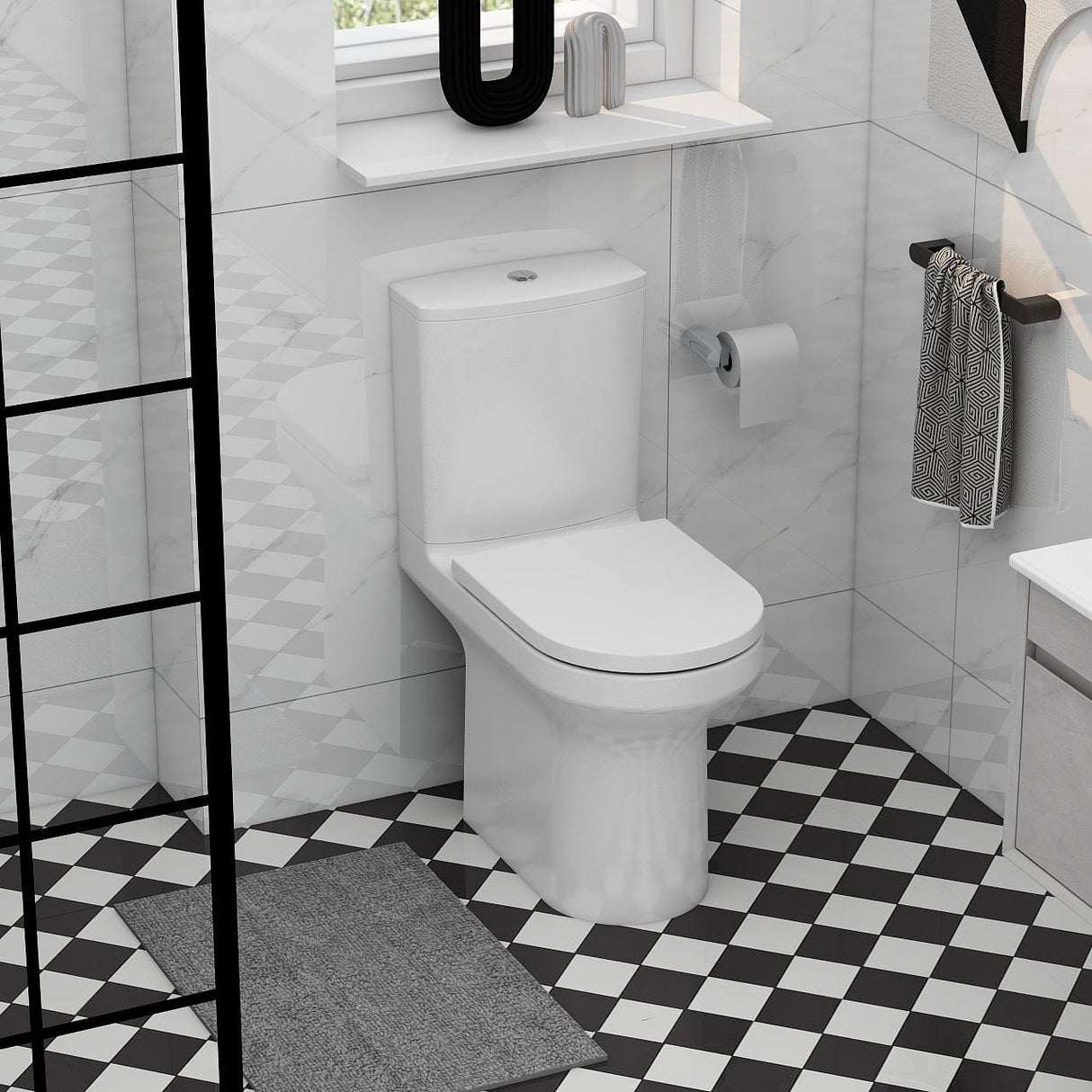 Imex Close Coupled Toilet Imex Alma Comfort Height Open Back Close Coupled Rimless Toilet with Soft Close Seat