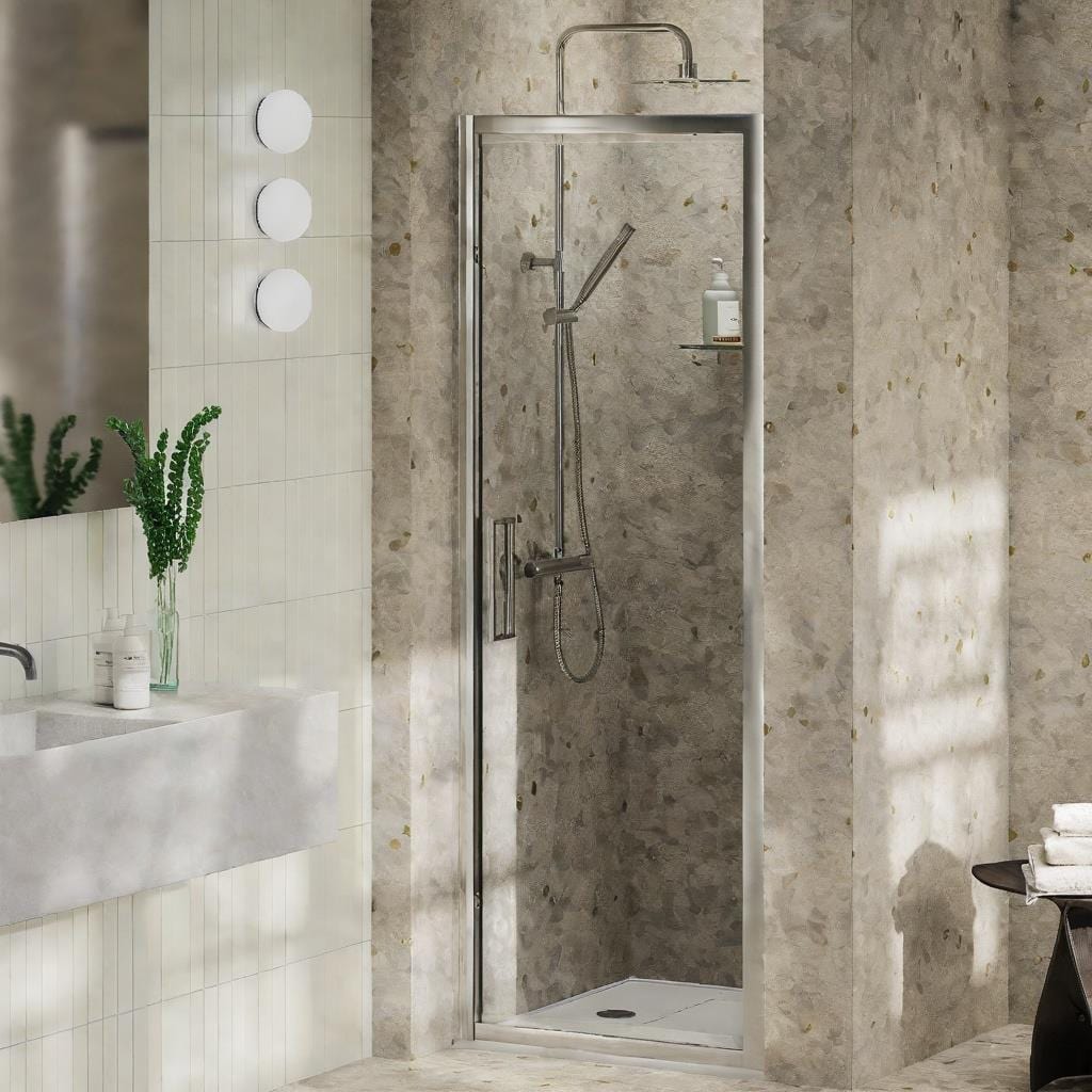 Aquarius Pivot Shower Door Silver / 800mm Aquarius Pluvia 8mm Pivot Shower Door