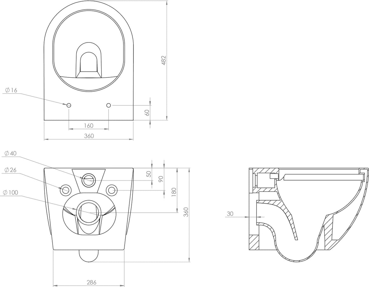 Saneux Wall Hung Toilet Saneux Air Wall Hung Short Projection Rimless Toilet with Soft Close Seat