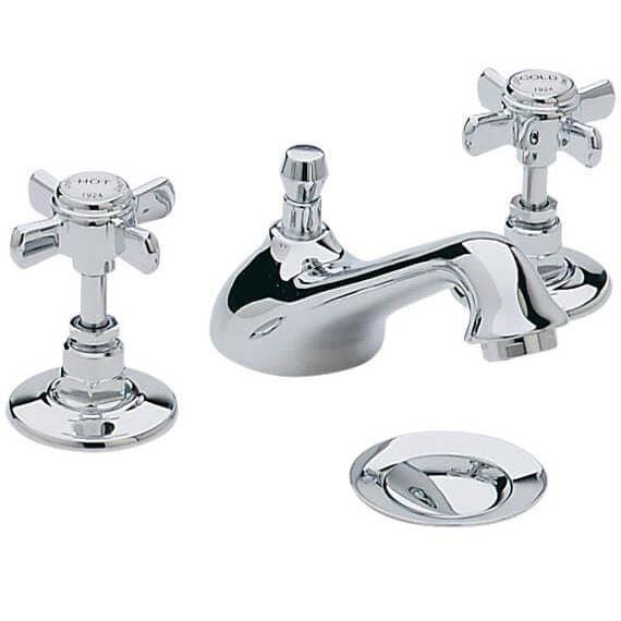 Heritage 3 Tap Hole Basin Set Chrome Heritage Dawlish 3 Tap Hole Basin Mixer Tap with Pop-Up Waste