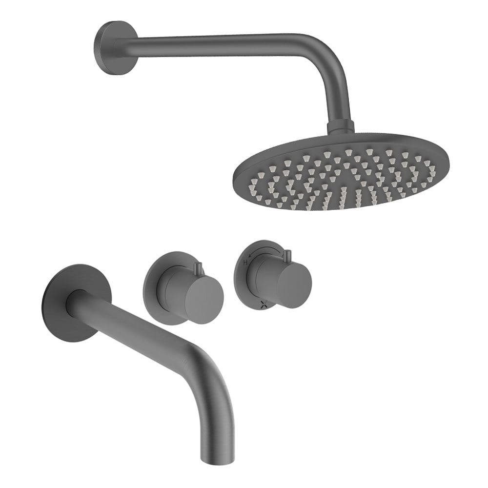 UK Bathroom Store Concealed Shower Set Crosswater Module Shower Set 3 with Fixed Overhead Shower and Bath Spout