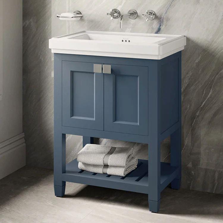 Burlington Floor Standing Vanity Unit Matt Blue / 0 Hole Burlington Riviera Floor Standing 580mm Vanity Unit with Square Basin