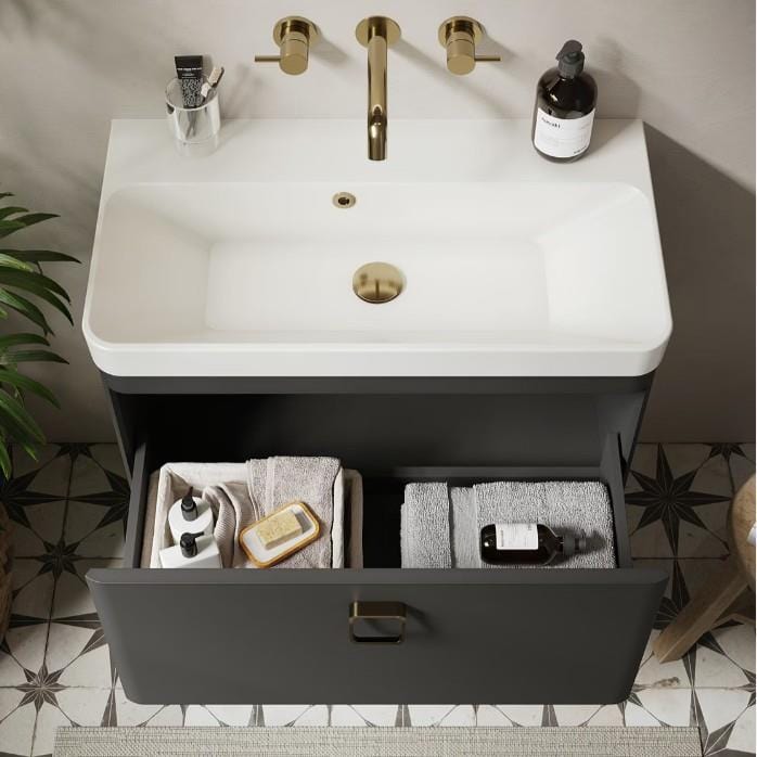 Saneux Wall Mounted Vanity Unit Saneux Hyde Vanity Unit With Basin - 700 x 370mm - One Drawer - Wall Mounted