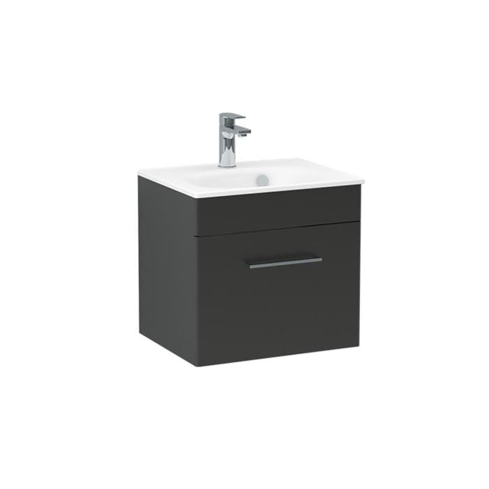 Imex Wall Mounted Vanity Unit Matt Black / Black Imex Croma Wall Mounted Single Drawer 500mm Vanity Unit with 1 Tap Hole Basin
