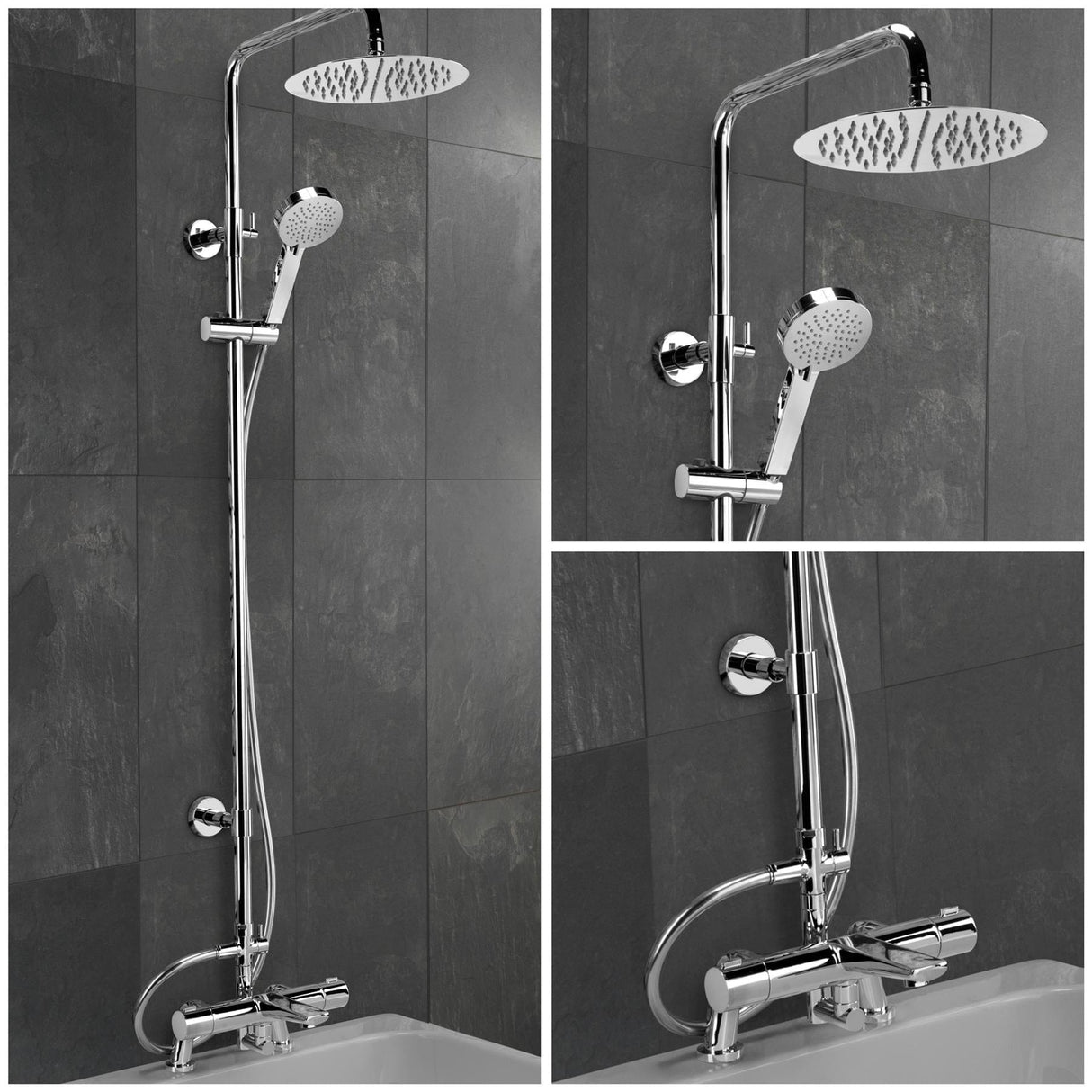 Sagittarius Exposed Shower Set Sagittarius Bari Deck Mounted Thermostatic Bath Shower Mixer and Rigid Riser Kit in Chrome