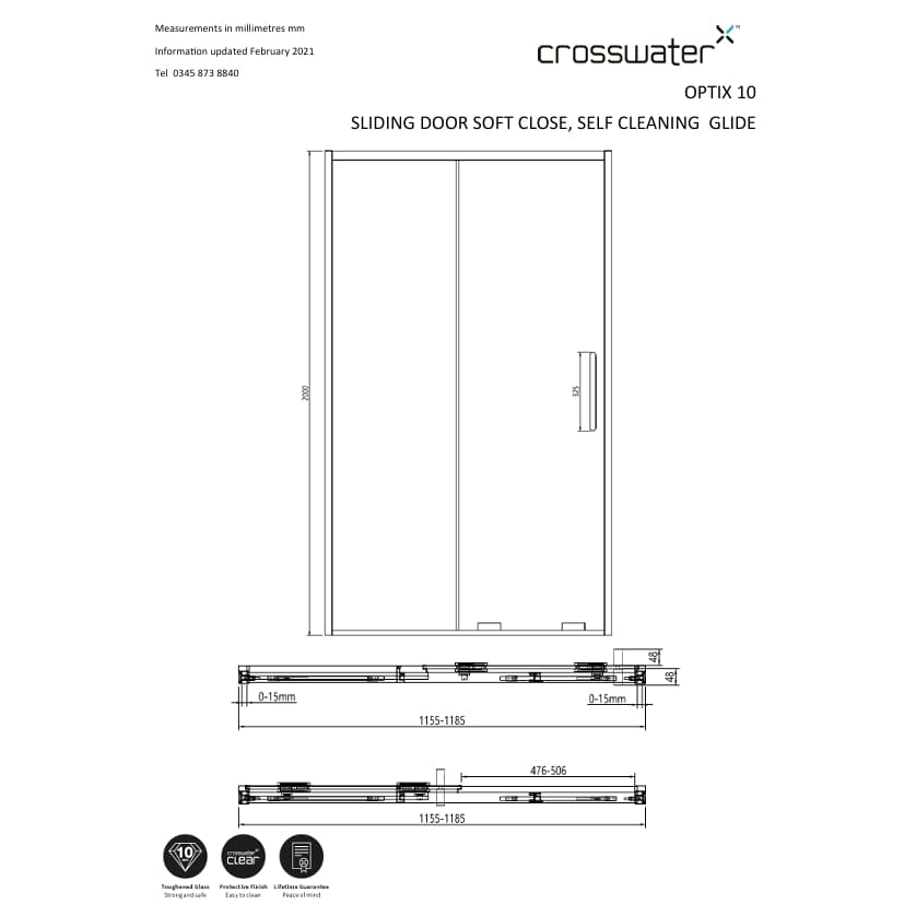 Crosswater Sliding Shower Door Crosswater Optix 10 Sliding Shower Door