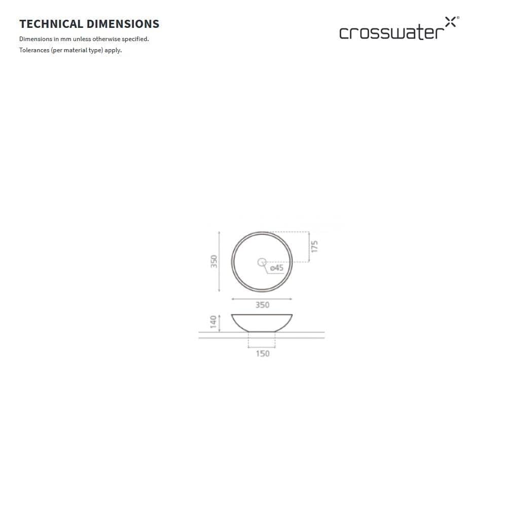 Crosswater Countertop Basin Crosswater Castellon Mini Countertop Basin 350mm in White